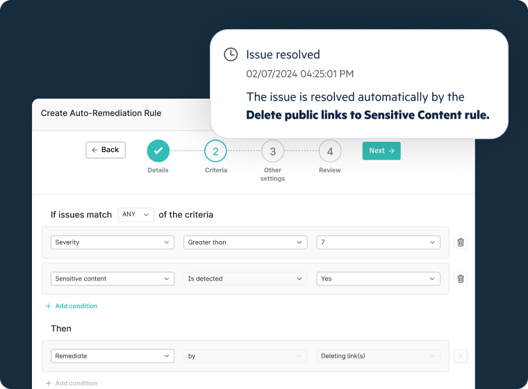 Egnyte interface displaying auto-remediation